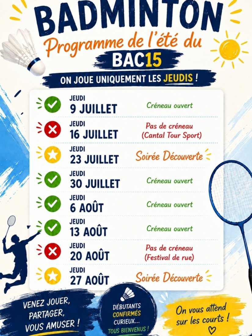 Programme pour l'été