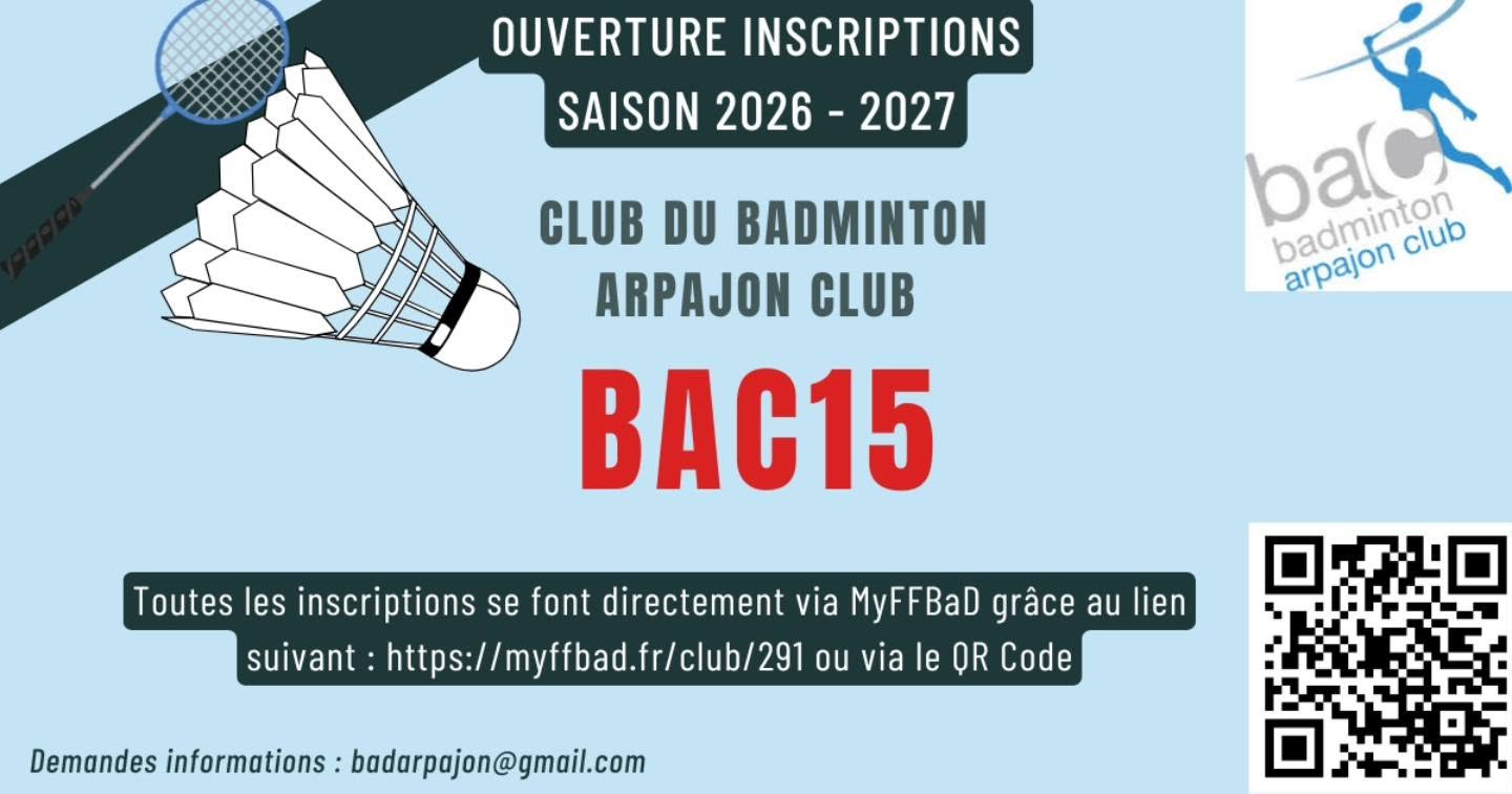 Ouvertures Inscriptions saison 2026 - 2027